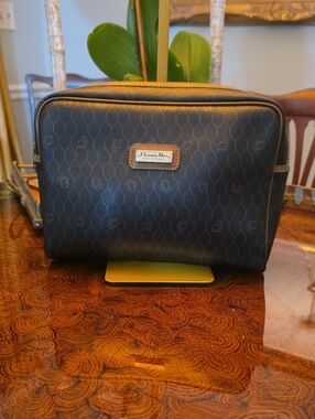 Christian DIOR Toiletry Case with Brown Trim AMAZING VINTAGE CONDITION